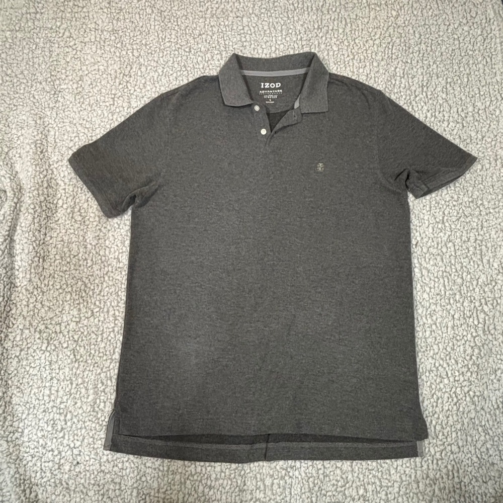 IZOD Advantage Performance Polo Shirt Mens Large Gray Stretch Short Sleeve L